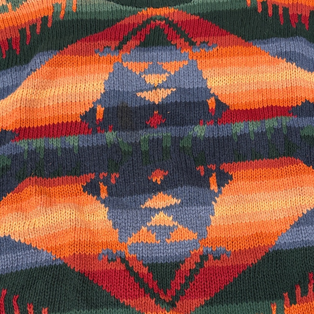 Hand knit Polo by Ralph Lauren Men's Multicolor Southwestern Crewneck Sweater - Picture 8 of 10